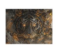 Puzzle pour Adolescents 52x38cm/1000pcs Golden Tiger Abstract Art Print Puzzle Anti-Stress, Jouet Idéal pour Se Détendre Pendant Les Vacances À La Maison, Parfait comme Cadeau 52x38cm/1000pcs