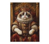 Puzzle pour Adolescents 52x38cm/1000pcs Grumpy Cat King Puzzle pour Adultes, Jouet, Décoration Murale, Défi Difficile, Activités Amusantes À La Maison 52x38cm/1000pcs