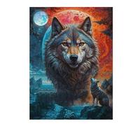 Puzzle pour Adolescents 52x38cm/1000pcs Howling at Lone Wolf Moon Puzzles pour Adolescents, Jouets Anti-Stress, Cadeaux pour Femmes, Interaction Parent-Enfant 52x38cm/1000pcs