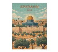 Puzzle pour Adolescents 52x38cm/1000pcs Jerusalem, Israel Travel Poster Puzzle À Monter Soi-même - Jouets pour Améliorer La Mémoire - Cadeaux Uniques pour Un Anniversaire Ou Noël 52x38cm/1000pcs