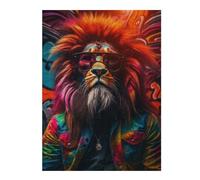 Puzzle pour Adolescents 52x38cm/1000pcs Lion Rastafari Sunglasses Puzzles pour Adultes Jouets Anti-Stress Décoration Murale Activités Amusantes À La Maison, 52x38cm/1000pcs