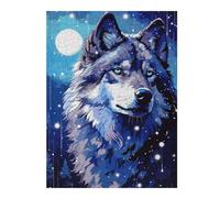 Puzzle pour Adolescents 52x38cm/1000pcs Moon Wolf Retro Pixel Art Puzzles pour Adultes Jouets Anti-Stress Décoration Murale Activités Amusantes À La Maison, 52x38cm/1000pcs