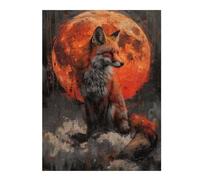 Puzzle pour Adolescents 52x38cm/1000pcs Mystical Orange Wolf Jeu De Réflexion pour Adultes, Amusant Et Humoristique, pour Stimuler Votre Cerveau 52x38cm/1000pcs