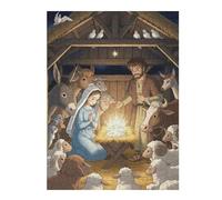 Puzzle pour Adolescents 52x38cm/1000pcs Nativity Scene with Mary, Joseph, and Animals Puzzle pour Adultes Jeux Relaxants Décoration Parfaite Difficile À Compléter 52x38cm/1000pcs