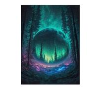 Puzzle pour Adolescents 52x38cm/1000pcs Pièces De Puzzle Forrest Moon Polar Lights Puzzles pour Adultes, Jouet, Décoration Murale, Améliore La Mémoire, Difficile À Compléter 52x38cm/1000pcs