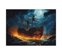 Puzzle pour Adolescents 52x38cm/1000pcs Pièces De Puzzle Ghost Ship in Stormy Waters Puzzles pour Adultes Jeu Manuel Décoration Parfaite Défi À Compléter 52x38cm/1000pcs