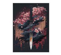 Puzzle pour Adolescents 52x38cm/1000pcs Pièces De Puzzle Lotus Katana Puzzles pour Adultes, Jouet, Décoration Murale, Améliore La Mémoire, Difficile À Compléter 52x38cm/1000pcs