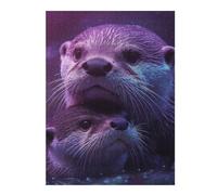 Puzzle pour Adolescents 52x38cm/1000pcs Pièces De Puzzle Otter Duo in Purple Light Puzzles pour Adultes, Jouet, Décoration Murale, Améliore La Mémoire, Difficile À Compléter 52x38cm/1000pcs