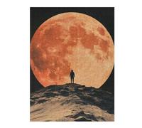 Puzzle pour Adolescents 52x38cm/1000pcs Pièces De Puzzle Silhouette Against Red Moon Puzzles pour Adultes, Jouet, Décoration Murale, Améliore La Mémoire, Difficile À Compléter 52x38cm/1000pcs
