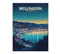 Puzzle pour Adolescents 52x38cm/1000pcs Pièces De Puzzle Wellington New Zealand Cityscape at Night Puzzles pour Adultes Jeu Manuel Décoration Parfaite Défi À Compléter 52x38cm/1000pcs