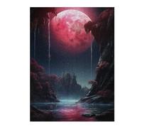 Puzzle pour Adolescents 52x38cm/1000pcs Red Moon Landscape Fantasy Puzzles pour Adolescents - Décoration Murale - Améliore La Mémoire - Cadeaux De Noël Et d'anniversaire 52x38cm/1000pcs