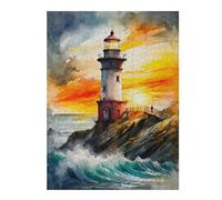 Puzzle pour Adolescents 52x38cm/1000pcs The Lighthouse at Sunset Puzzles pour Adolescents - Décoration Murale - Améliore La Mémoire - Cadeaux De Noël Et d'anniversaire 52x38cm/1000pcs