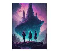 Puzzle pour Adolescents 52x38cm/1000pcs Three Figures Gazing at A Floating Island Puzzles pour Adolescents Jeux Relaxants Course De Vitesse Manuelle Difficile Et Stimulant 52x38cm/1000pcs