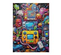 Puzzle pour Adolescents 52x38cm/1000pcs Vibrant Retro Gaming Collage -1 Puzzle Adulte Anti-Stress, Décoration Murale, Idéal comme Cadeau pour Toute La Famille 52x38cm/1000pcs