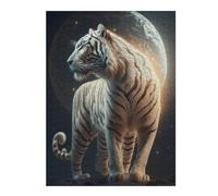 Puzzle pour Adolescents 52x38cm/1000pcs White Tiger Moonlit Majesty Puzzle pour Adultes Jeux Relaxants Décoration Parfaite Difficile À Compléter 52x38cm/1000pcs