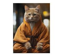 Puzzle pour Adolescents 52x38cm/1000pcs Zen Cat Monk Puzzles pour Adultes Jouets Anti-Stress Décoration Murale Activités Amusantes À La Maison, 52x38cm/1000pcs