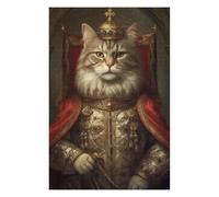 Puzzle pour Adolescents 75x50cm/1000pcs Anthropomorphic King Cat Puzzle pour Adultes Jeu Manuel Défi Difficile Jeu Stimulant Cadeaux 75x50cm/1000pcs