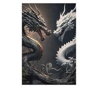 Puzzle pour Adolescents 75x50cm/1000pcs Black and White Dragons Confrontation Jeu De Puzzle pour Adultes - Casse-tête - Décoration Parfaite - Interaction Parent-Enfant 75x50cm/1000pcs