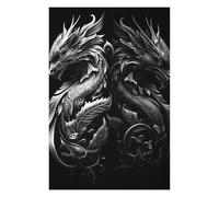 Puzzle pour Adolescents 75x50cm/1000pcs Black White Dragon Jeu De Réflexion pour Adultes, Amusant Et Humoristique, pour Stimuler Votre Cerveau 75x50cm/1000pcs
