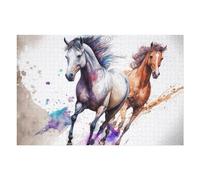 Puzzle pour Adolescents 75x50cm/1000pcs Colorful Horse Artwork -1 Puzzles pour Adultes Jeu De Réflexion Course De Vitesse Interaction Parent-Enfant 75x50cm/1000pcs