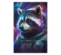 Puzzle pour Adolescents 75x50cm/1000pcs Cosmic Raccoon Astronaut Art Puzzle Anti-Stress, Jouet Idéal pour Se Détendre Pendant Les Vacances À La Maison, Parfait comme Cadeau 75x50cm/1000pcs