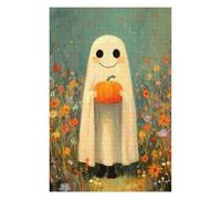 Puzzle pour Adolescents 75x50cm/1000pcs Cute Ghost with Pumpkin in Flower Field Puzzle pour Adultes, Jouet, Décoration Murale, Défi Difficile, Activités Amusantes À La Maison 75x50cm/1000pcs