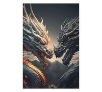 Puzzle pour Adolescents 75x50cm/1000pcs Dragon Duel Mythical Clash Puzzle Adulte Anti-Stress, Décoration Murale, Idéal comme Cadeau pour Toute La Famille 75x50cm/1000pcs