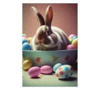 Puzzle pour Adolescents 75x50cm/1000pcs Easter Bunny with Eggs Puzzles pour Adultes Jouets Anti-Stress Décoration Murale Activités Amusantes À La Maison, 75x50cm/1000pcs