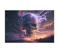 Puzzle pour Adolescents 75x50cm/1000pcs Electric Storm Skull Road Puzzle Anti-Stress, Jouet Idéal pour Se Détendre Pendant Les Vacances À La Maison, Parfait comme Cadeau 75x50cm/1000pcs