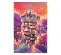Puzzle pour Adolescents 75x50cm/1000pcs Fantasy Cityscape Vibrant Urban Dreamscape Puzzles pour Adultes Jeu Pratique, Amusant Et Humoristique Aidez Votre Cerveau À Faire Travailler 75x50cm/1000pcs