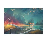 Puzzle pour Adolescents 75x50cm/1000pcs Fantasy Ocean Wave Bridge Scene Puzzles pour Adultes Jeu Pratique, Amusant Et Humoristique Aidez Votre Cerveau À Faire Travailler 75x50cm/1000pcs
