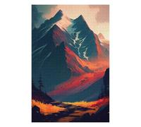 Puzzle pour Adolescents 75x50cm/1000pcs Fiery Mountain Landscape Puzzle Anti-Stress - Analyse Et Logique - Niveau Difficile Et Stimulant 75x50cm/1000pcs