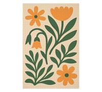 Puzzle pour Adolescents 75x50cm/1000pcs Floral Illustration with Orange Flowers and Leaves Puzzles pour Adolescents, Jouets Anti-Stress, Cadeaux pour Femmes, Interaction Parent-Enfant 75x50cm/1000pcs