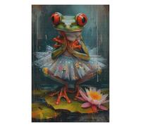 Puzzle pour Adolescents 75x50cm/1000pcs Frog Ballerina Oil Painting Jeu De Puzzle Pratique : Analyse Et Logique, Cadeaux De Noël Et d'anniversaire 75x50cm/1000pcs