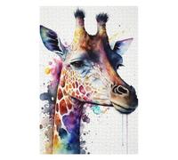 Puzzle pour Adolescents 75x50cm/1000pcs Giraffe Watercolor Puzzle Anti-Stress - Analyse Et Logique - Niveau Difficile Et Stimulant 75x50cm/1000pcs