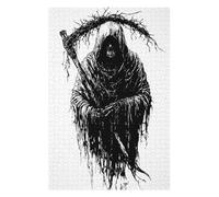 Puzzle pour Adolescents 75x50cm/1000pcs Grim Reaper Black and White Illustration Puzzle pour Adultes, Jouet, Décoration Murale, Défi Difficile, Activités Amusantes À La Maison 75x50cm/1000pcs