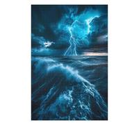 Puzzle pour Adolescents 75x50cm/1000pcs Lightning Storm Over Ocean Puzzles pour Adolescents - Décoration Murale - Améliore La Mémoire - Cadeaux De Noël Et d'anniversaire 75x50cm/1000pcs
