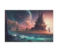 Puzzle pour Adolescents 75x50cm/1000pcs Mystical Island with Sailing Ship Puzzle Adulte Anti-Stress, Décoration Murale, Idéal comme Cadeau pour Toute La Famille 75x50cm/1000pcs
