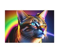 Puzzle pour Adolescents 75x50cm/1000pcs Neon Rainbow Cat Portrait -1 Puzzles pour Adultes Jeu Pratique, Amusant Et Humoristique Aidez Votre Cerveau À Faire Travailler 75x50cm/1000pcs