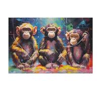 Puzzle pour Adolescents 75x50cm/1000pcs Pièces De Puzzle Colorful Chimpanzee Trio Puzzles pour Adultes Jeu Manuel Décoration Parfaite Défi À Compléter 75x50cm/1000pcs