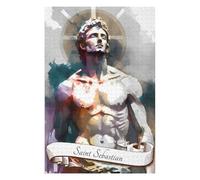 Puzzle pour Adolescents 75x50cm/1000pcs Pièces De Puzzle Saint Sebastian Christian Puzzles pour Adultes, Jouet, Décoration Murale, Améliore La Mémoire, Difficile À Compléter 75x50cm/1000pcs