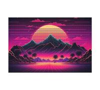 Puzzle pour Adolescents 75x50cm/1000pcs Pièces De Puzzle Vibrant Neon Desert Sunset Puzzles pour Adultes Jeu Manuel Décoration Parfaite Défi À Compléter 75x50cm/1000pcs
