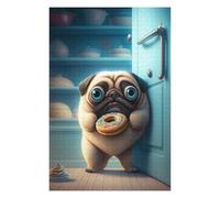 Puzzle pour Adolescents 75x50cm/1000pcs Pug with Donut in Kitchen -1 Puzzles pour Adultes Jeux Relaxants Difficulté Difficile Cadeaux Uniques d'anniversaire Et De Noël 75x50cm/1000pcs