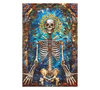 Puzzle pour Adolescents 75x50cm/1000pcs Skeleton Stained Glass Puzzles pour Adolescents - Décoration Murale - Améliore La Mémoire - Cadeaux De Noël Et d'anniversaire 75x50cm/1000pcs