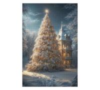 Puzzle pour Adolescents 75x50cm/1000pcs Snowy Christmas Tree & Mansion Puzzle pour Adultes Jeu Manuel Défi Difficile Jeu Stimulant Cadeaux 75x50cm/1000pcs