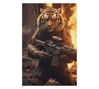 Puzzle pour Adolescents 75x50cm/1000pcs Tiger Rifle Fire Weapon Puzzles pour Adultes Jouets Anti-Stress Décoration Murale Activités Amusantes À La Maison, 75x50cm/1000pcs