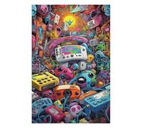 Puzzle pour Adolescents 75x50cm/1000pcs Vibrant Retro Gaming Collage -4 Puzzle pour Adultes Jeux Amusants Vacances À La Maison Cadeaux pour Passer Le Temps Entre Amis Et en Famille 75x50cm/1000pcs