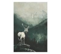 Puzzle pour Adolescents 75x50cm/1000pcs White Deer in Mountain Landscape Puzzle pour Adultes, Jeux Familiaux, Difficile, Idéal comme Cadeau pour Toute La Famille 75x50cm/1000pcs