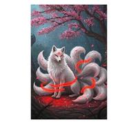 Puzzle pour Adolescents 75x50cm/1000pcs White Kitsune Fox Puzzle Anti-Stress, Jouet Idéal pour Se Détendre Pendant Les Vacances À La Maison, Parfait comme Cadeau 75x50cm/1000pcs