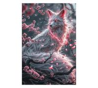 Puzzle pour Adolescents 75x50cm/1000pcs White Kitsune Fox Puzzle pour Adultes Jeux Amusants Découpe De Précision Cadeaux Uniques d'anniversaire Et De Noël 75x50cm/1000pcs